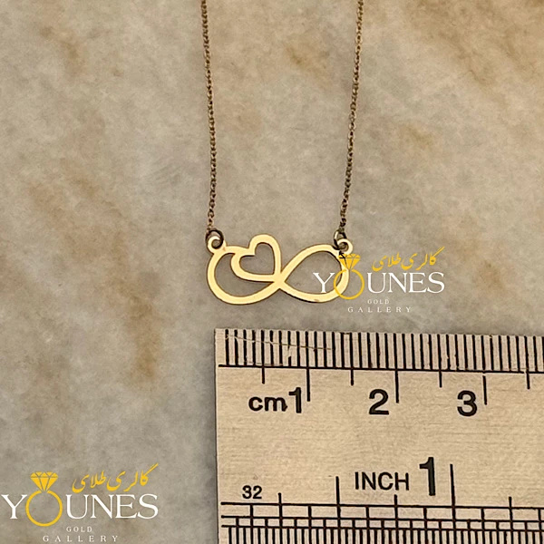 گردنبند بینهایت قلبی مینیمال طلا لیزری